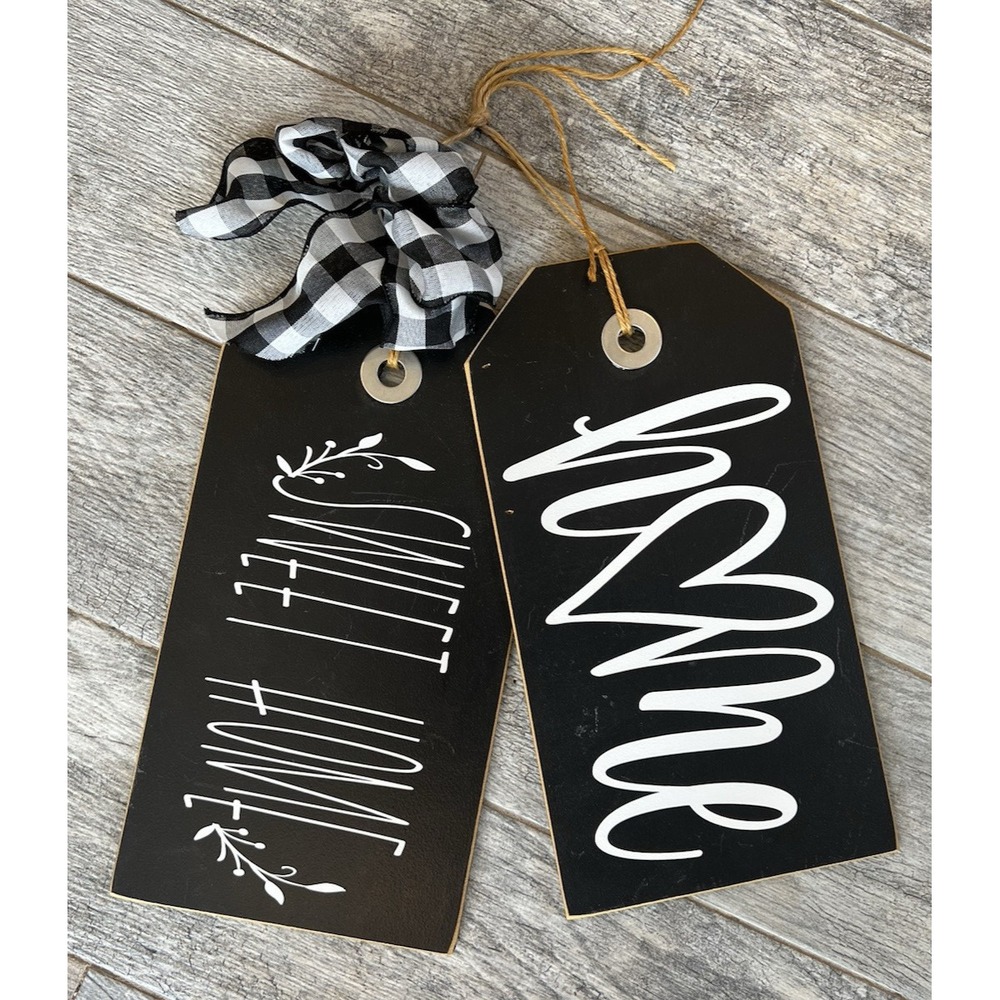Welcome Sign Home Sweet Home Hanging Front Door Buffalo Plaid Handmade 14"‎